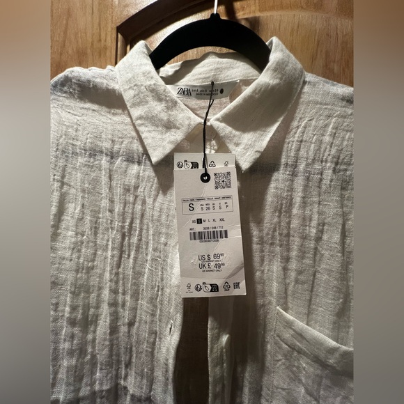 ZARA OVERSIZED LINEN SHIRT - Picture 4 of 5